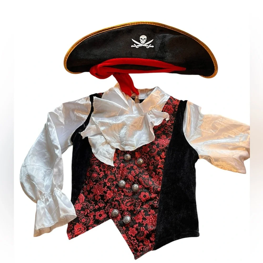 Boys Halloween pirate shirt and hat 7-9 - Picture 2 of 8